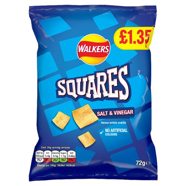 Walkers Squares Salt & Vinegar 72g £1.35