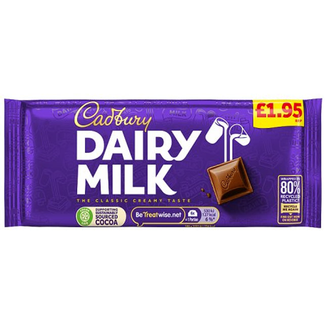 Cadbury Dairy Milk Chocolate Bar 95g £1.95