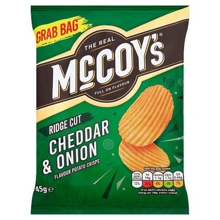 McCoy's Cheddar & Onion Flavour Ridge Cut Potato Crisps 45g