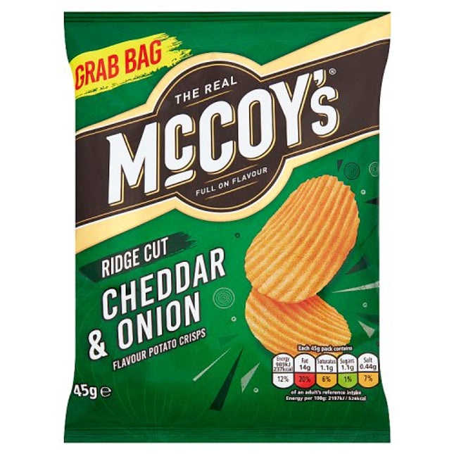 McCoy's Cheddar & Onion Flavour Ridge Cut Potato Crisps 45g