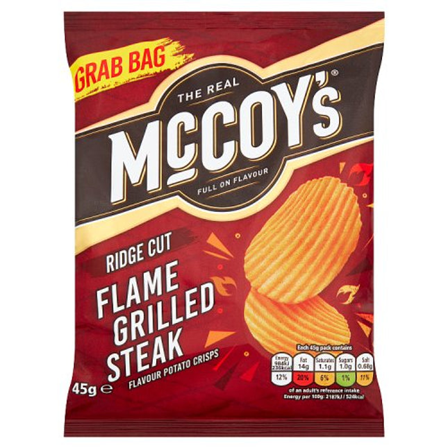 McCoy's Flame Grilled Steak Ridge Cut Potato Crisps 45g