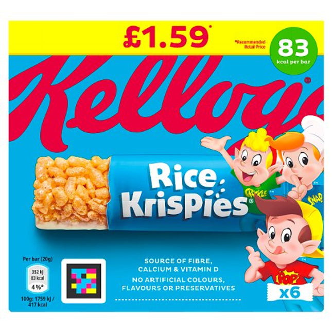 Kellogg's Rice Krispies Cereal Bars 6x20g £1.59