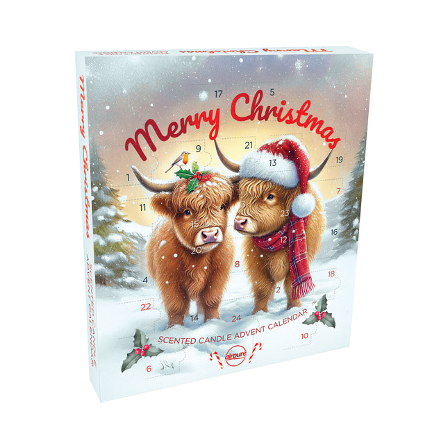 Airpure Highland Cow Fragranced Tealights Advent Calendar x23 & 1 Votive