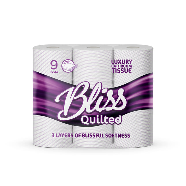 Bliss Quilted Luxury White Toilet Tissue 3ply 9 Rolls