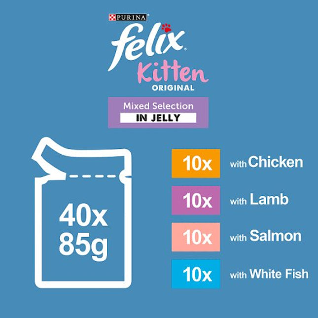 Felix Original Kitten Variety Selection in Jelly Cat Food 40x85g