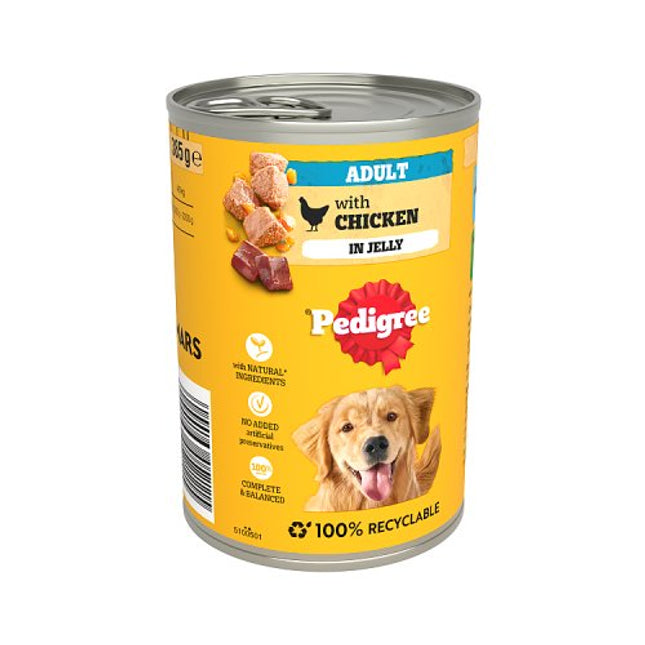 Pedigree Adult Dog Food Tin Chicken Chunks in Jelly 385g