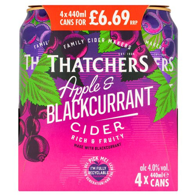 Thatchers Apple and Blackcurrant Cider Can 4 x 440ml £6.69