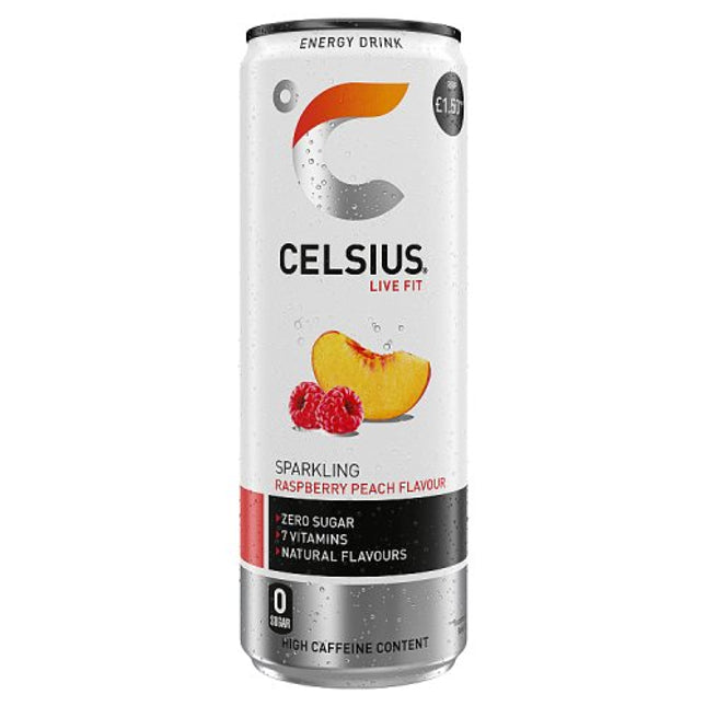 Celsius Energy Raspberry Peach 355ml £1.50
