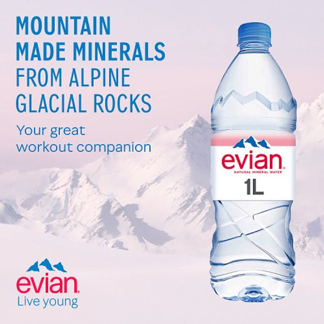 Evian Still Natural Mineral Water 1L