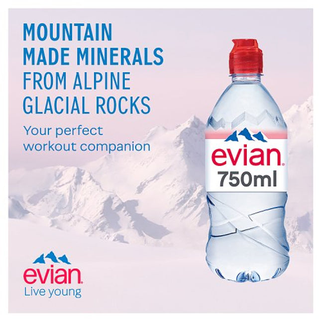 Evian Natural Mineral Water with Sports Cap 750ml