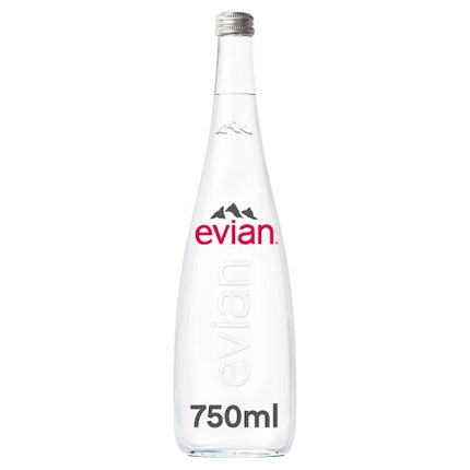 Evian Still Natural Mineral Water 750ml Glass