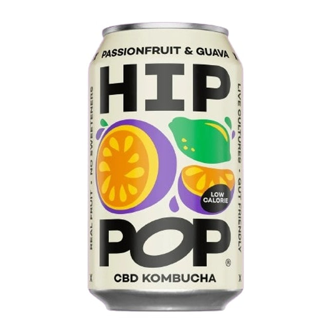Hip Pop CBD Kombucha Passionfruit & Guava 330ml