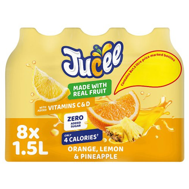 Jucee No Added Sugar Orange, Lemon & Pineapple 8X1.5L £1.59