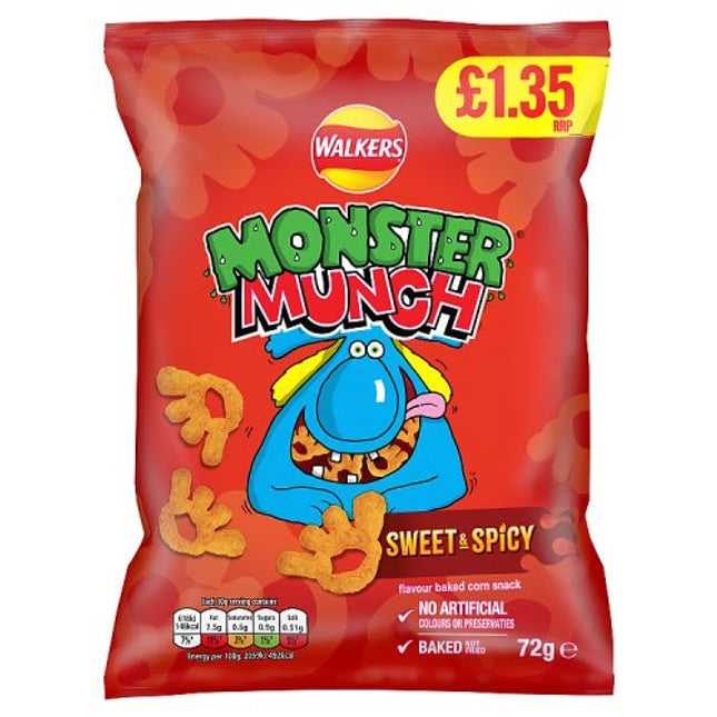 Walkers Monster Munch Sweet & Spicy Flamin' Hot 72g £1.35