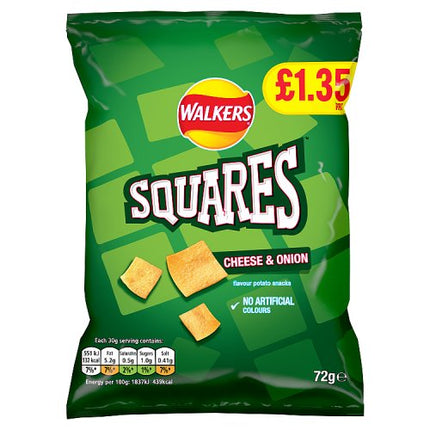 Walkers Squares Cheese & Onion 72g £1.35