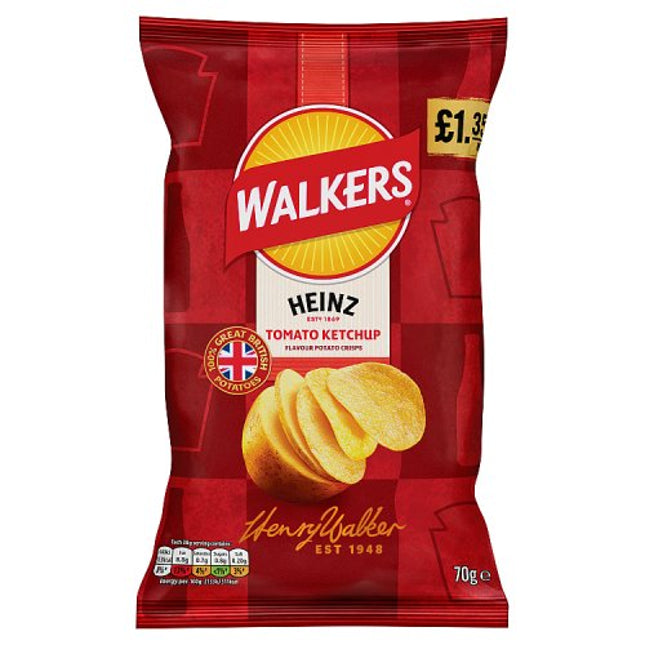 Walkers Heinz Tomato Ketchup 70g PMP £1.35