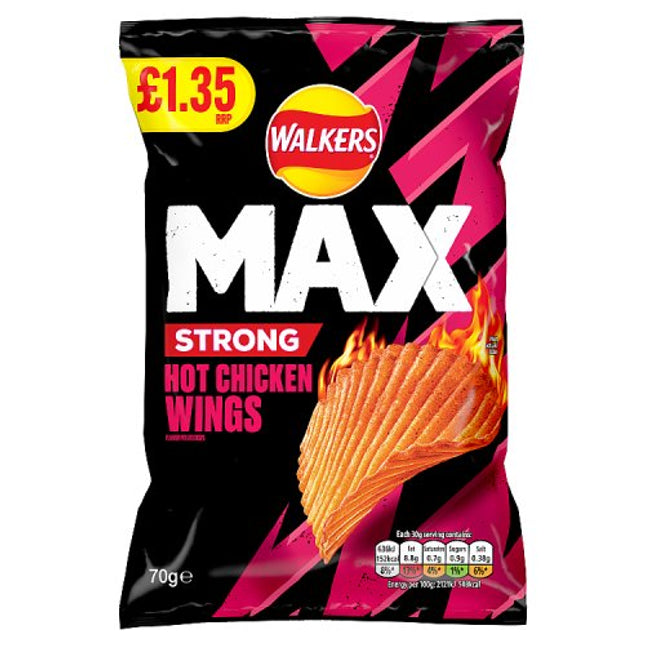 Walkers Max Hot Chicken Wings 70g £1.35