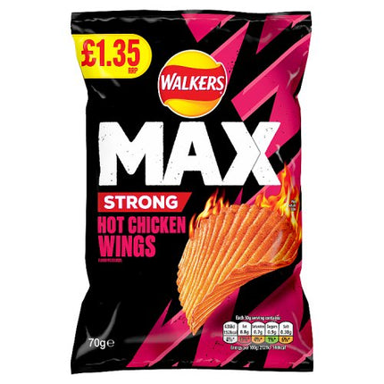 Walkers Max Hot Chicken Wings 70g £1.35