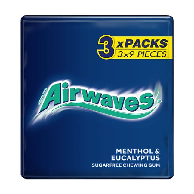 Airwaves Menthol & Eucalyptus Sugarfree Chewing Gum Multipack 3x9 Pieces