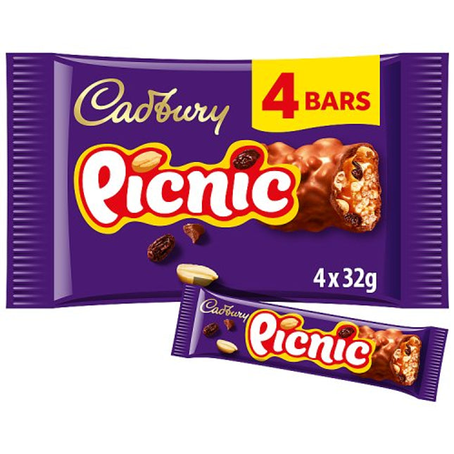 Cadbury Picnic Chocolate Bar 4 Pack Multipack 128g