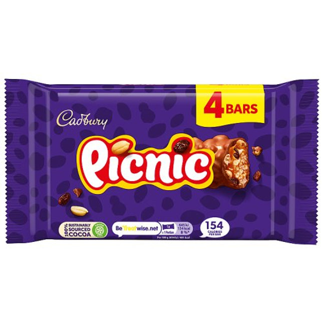 Cadbury Picnic Chocolate Bar 4 Pack Multipack 128g