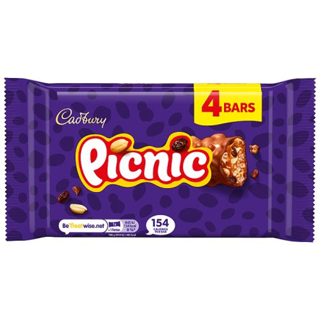 Cadbury Picnic Chocolate Bar 4 Pack Multipack 128g