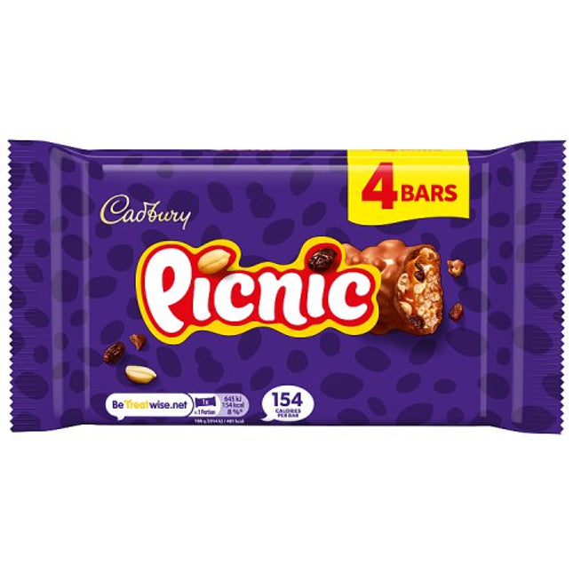 Cadbury Picnic Chocolate Bar 4 Pack Multipack 128g