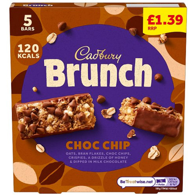 Cadbury Brunch Bar Choc Chip 5 Pack 140g £1.39