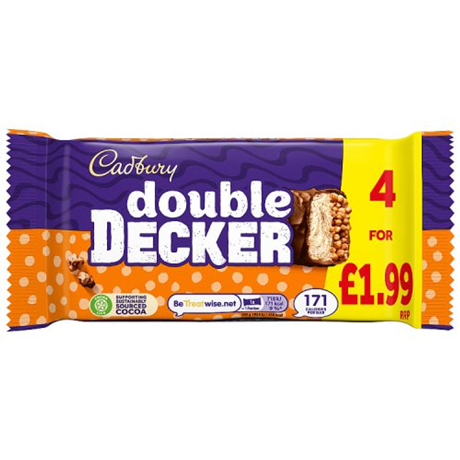 Cadbury Double Decker Bar 4 pack 149.2g £1.99