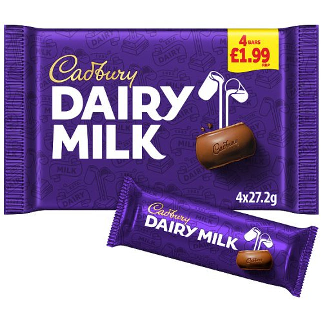 Cadbury Dairy Milk Chocolate Bar 4 Pack 108.8g PMP £1.99
