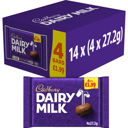Cadbury Dairy Milk Chocolate Bar 4 Pack Multipack £1.99 PMP 108.8g