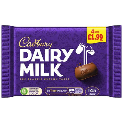 Cadbury Dairy Milk Chocolate Bar 4 Pack 108.8g PMP £1.99