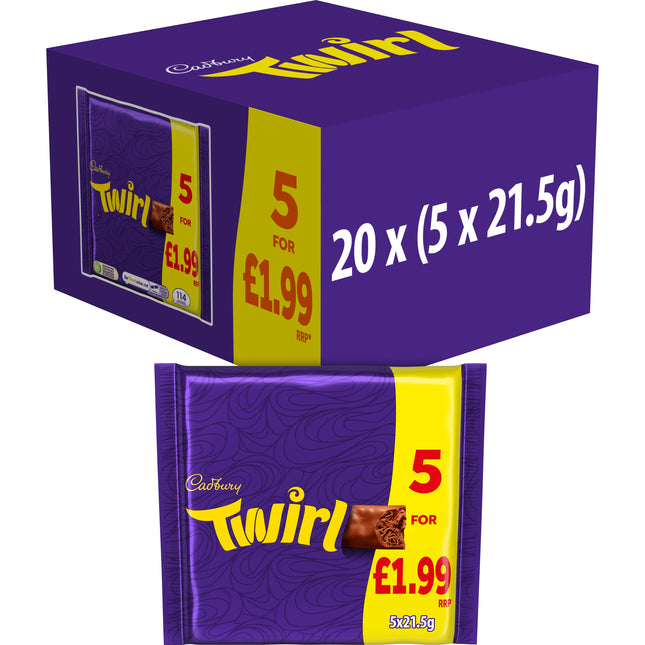 Cadbury Twirl Chocolate Bar 5 Pack Multipack £1.99 PMP 107.5g