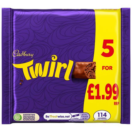 Cadbury Twirl Chocolate Bar 5 Pack Multipack £1.99 PMP 107.5g
