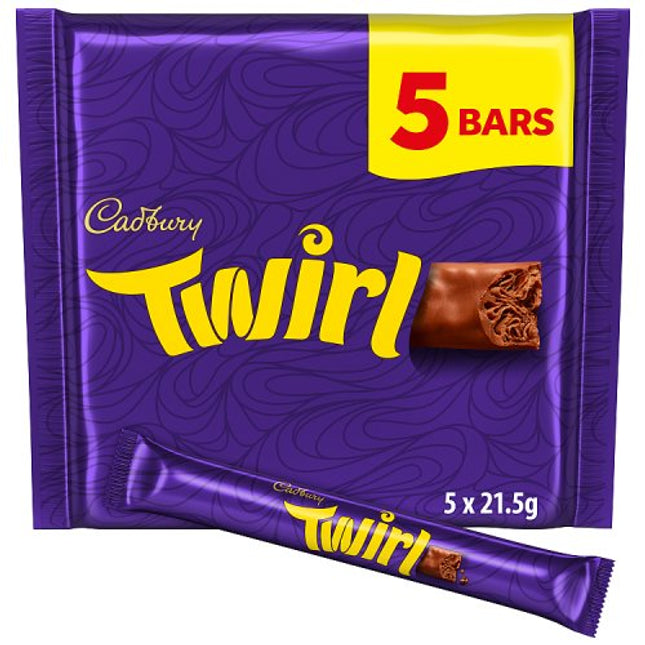 Cadbury Twirl Chocolate Bar 5 Pack Multipack 107.5g