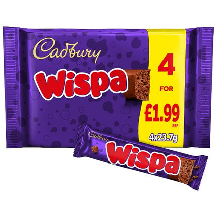 Cadbury Wispa Chocolate Bar 4 Pack 94.8g PMP £1.99