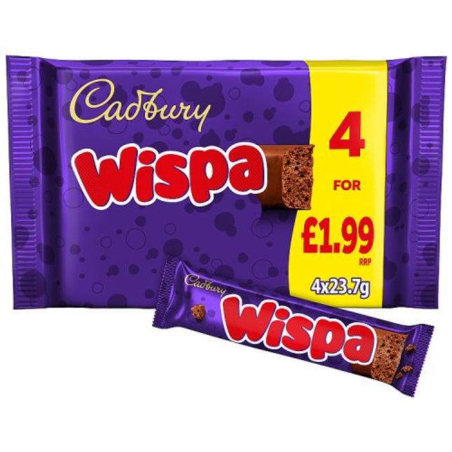 Cadbury Wispa Chocolate Bar 4 Pack Multipack £1.99 PMP 94.8g
