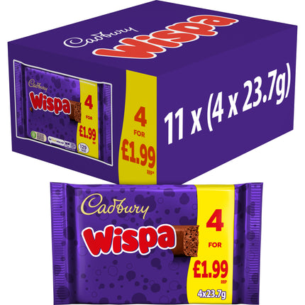 Cadbury Wispa Chocolate Bar 4 Pack Multipack £1.99 PMP 94.8g