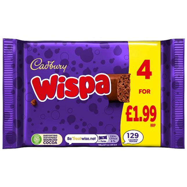 Cadbury Wispa Chocolate Bar 4 Pack 94.8g PMP £1.99