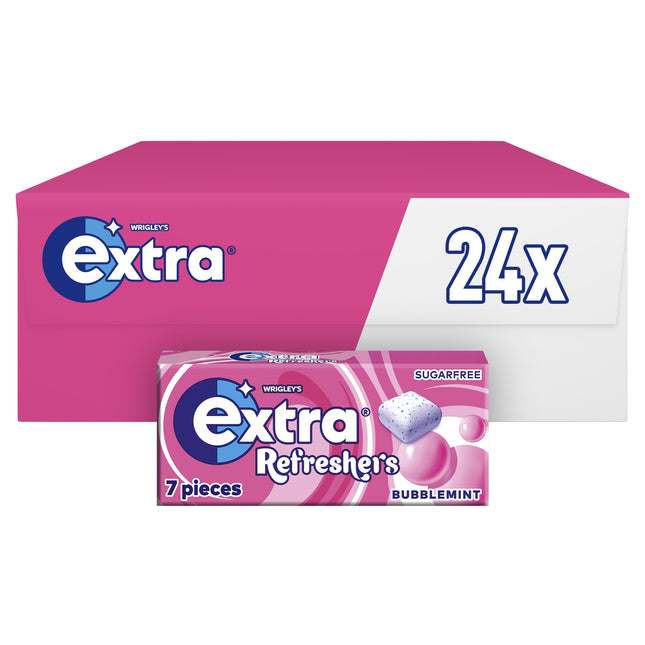 Extra Refreshers Peppermint Sugarfree Chewing Gum Handy Box 7 Pieces