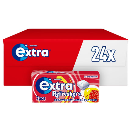 Extra Refreshers Strawberry Lemon Sugarfree Chewing Gum Handy Box 7 Pieces