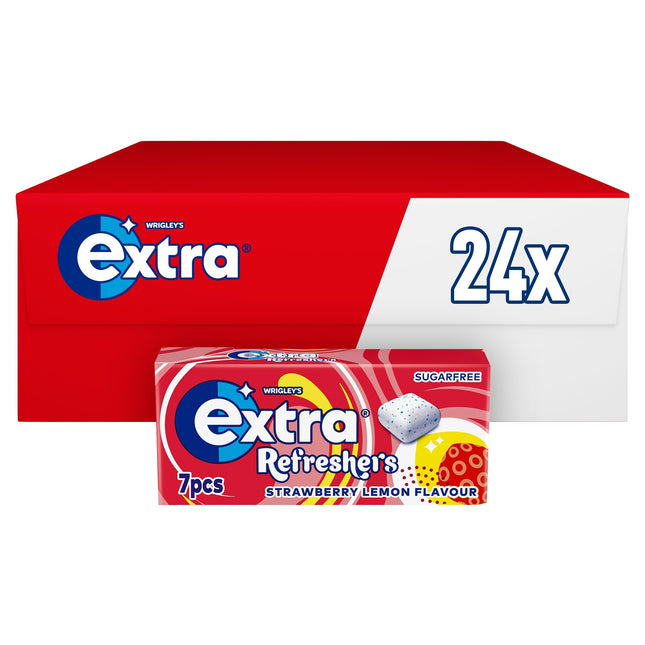 Extra Refreshers Strawberry Lemon Sugarfree Chewing Gum Handy Box 7 Pieces