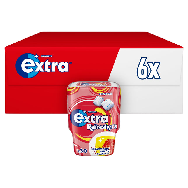 Extra Refreshers Strawberry Lemon Sugarfree Chewing Gum Bottle 30 Pieces