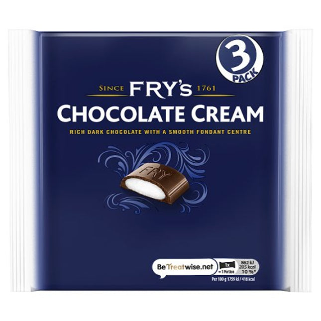 Fry's Chocolate Cream Chocolate Bar 3 Pack Multipack 147g