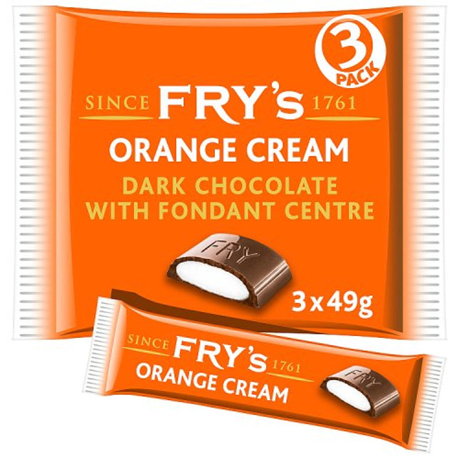 Fry's Chocolate Orange Cream Chocolate Bar 3 Pack Multipack 147g