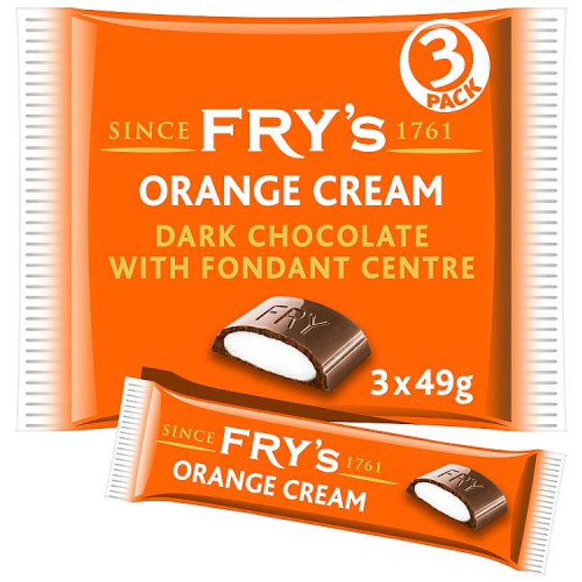 Fry's Chocolate Orange Cream Chocolate Bar 3 Pack Multipack 147g