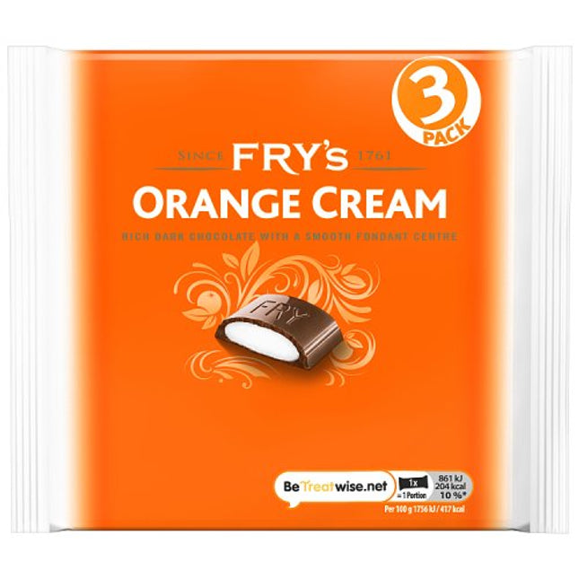 Fry's Chocolate Orange Cream Chocolate Bar 3 Pack Multipack 147g