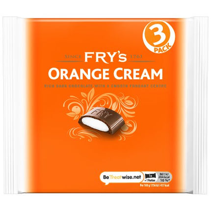 Fry's Chocolate Orange Cream Chocolate Bar 3 Pack Multipack 147g
