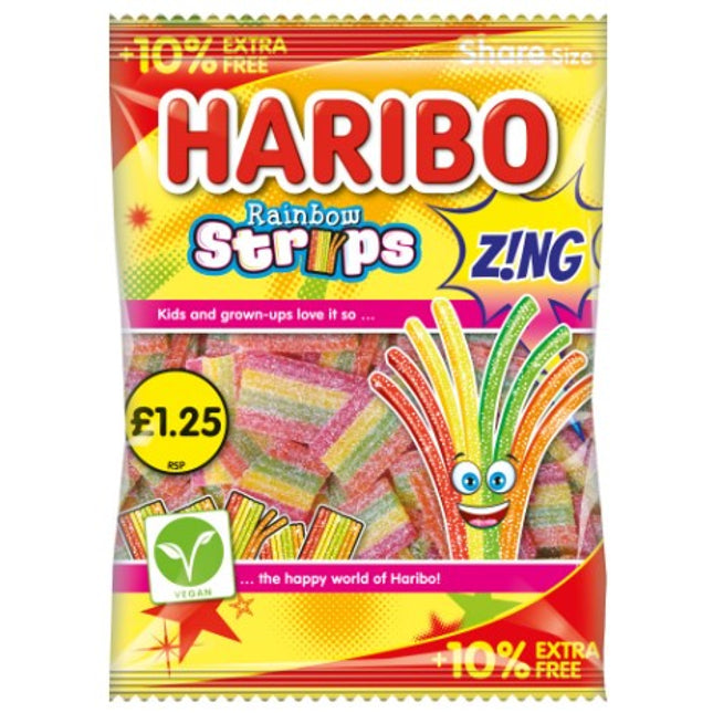 Haribo 10% Extra Free Rainbow Strips Z!ng 143g £1.25