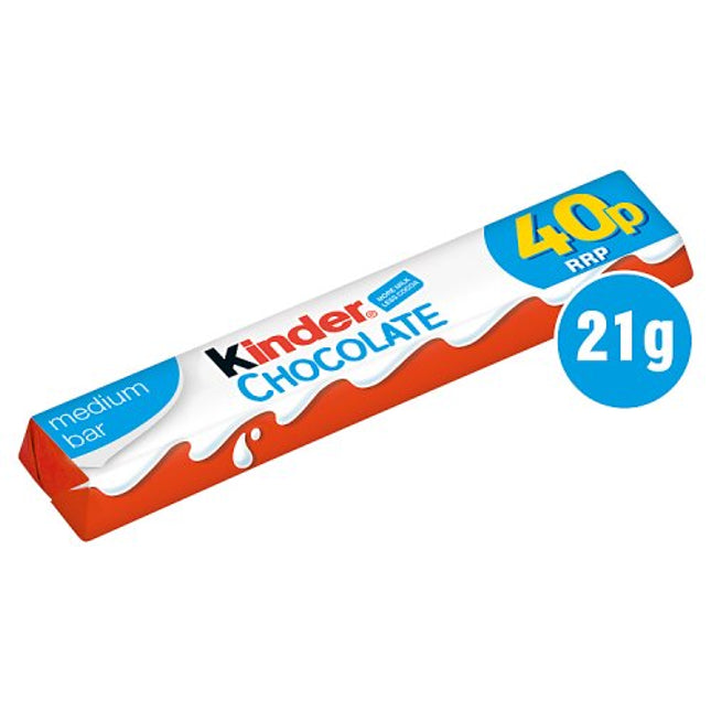 Kinder Medium Chocolate Single Bar 21g 40p